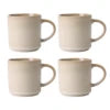 16Oz Stoneware Coffee Mugs Set of 4 Rustic Ceramic Coffee Cups Set with Large Handle Coffee Mugs for Latte Cocoa Tea Milk Beige