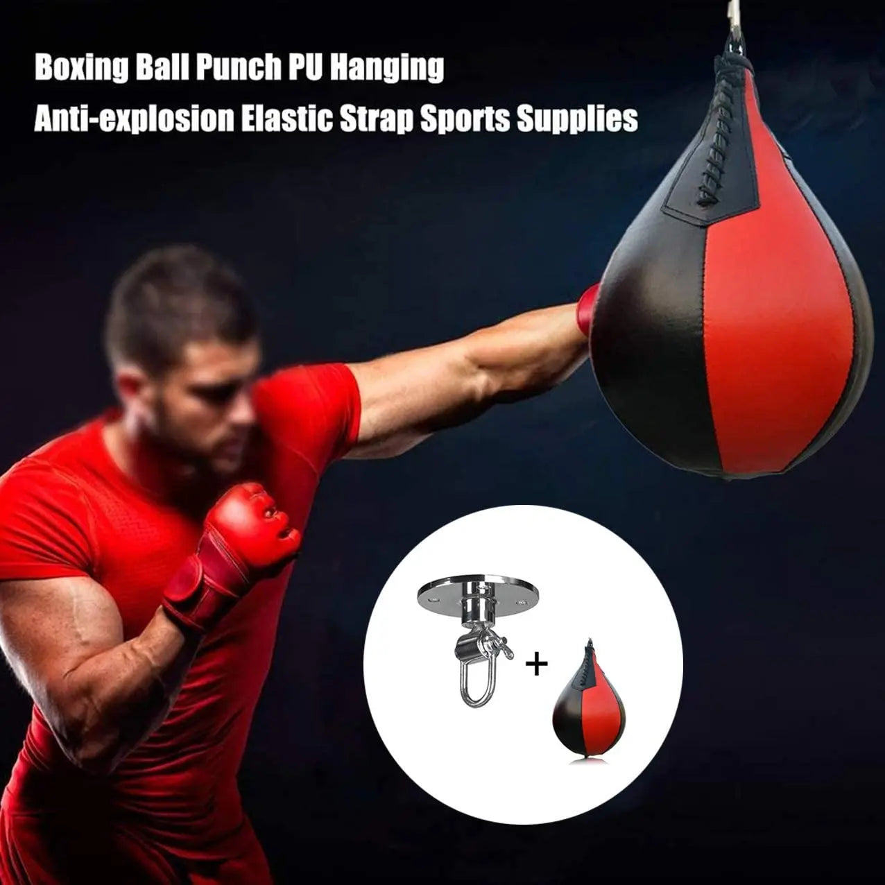 New Professional PU Boxing Speed Balls Punch Bag Pear Sports Punching Bag Fitness Workout MMA Training Equipment Tools Black Red