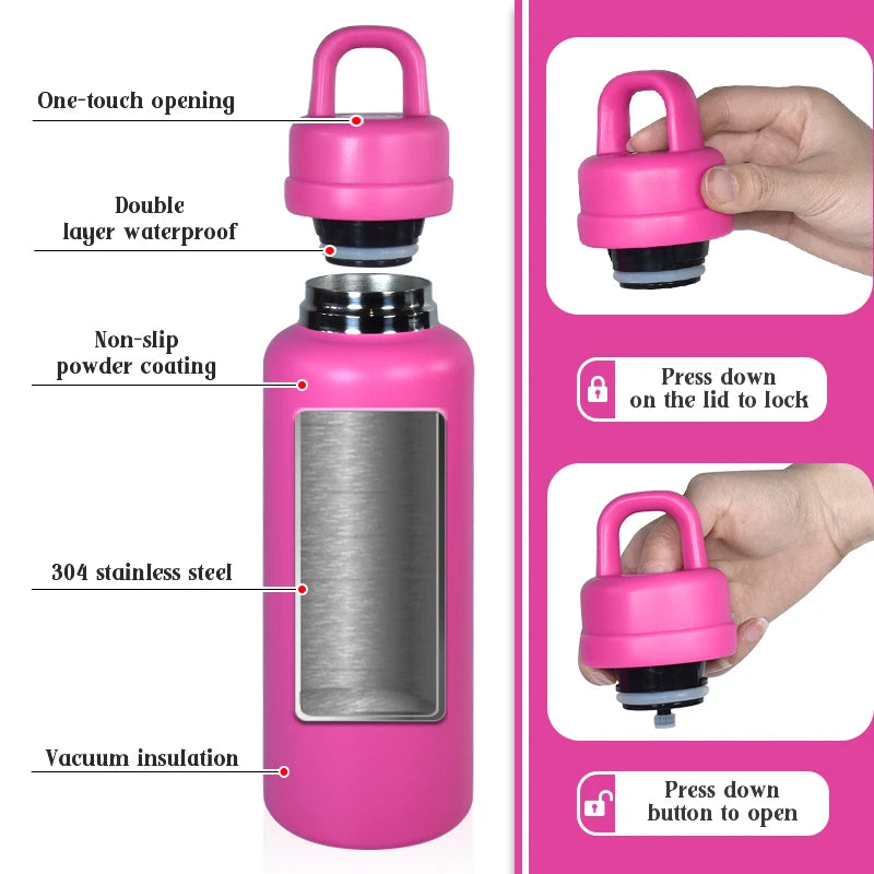US Warehouse 26oz Classic Tumbler Leak-Proof One-Touch Opening Outdoor Camping Thermal Water Bottle Comfortable Handle Gift