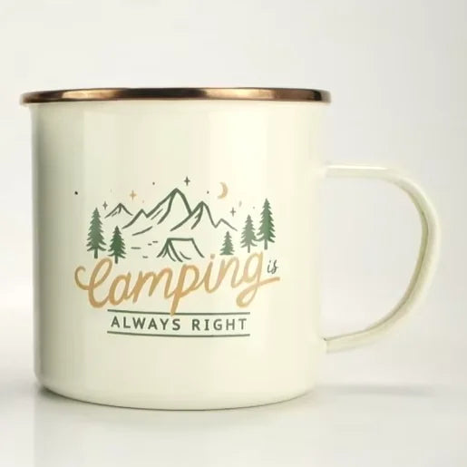 Enamel Coffee Mug Set of 2 - Camping Mugs for Coffee & Tea, 12oz Camping Coffee Cups with Lid (Camping Gifts/RV Essentials)