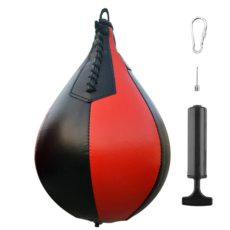 New Professional PU Boxing Speed Balls Punch Bag Pear Sports Punching Bag Fitness Workout MMA Training Equipment Tools Black Red