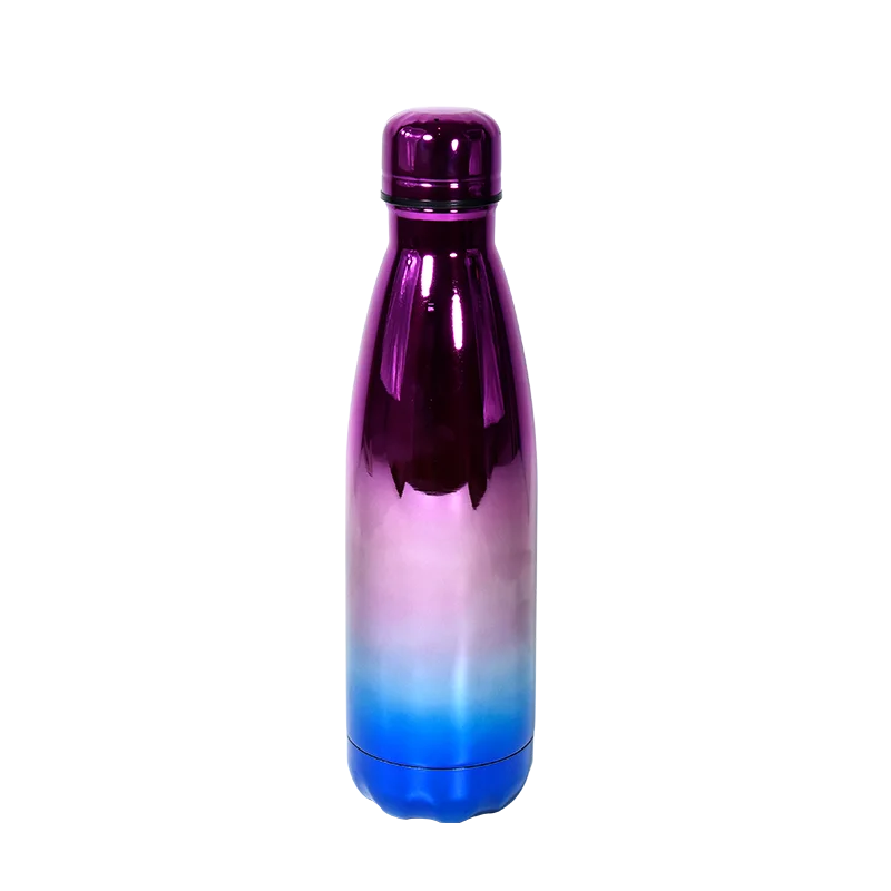 US Warehouse 500ml Plated Mirror Stainless Steel Insulated Water Bottle Soft Matte Purple Blue Sports Style Vacuum for Camping