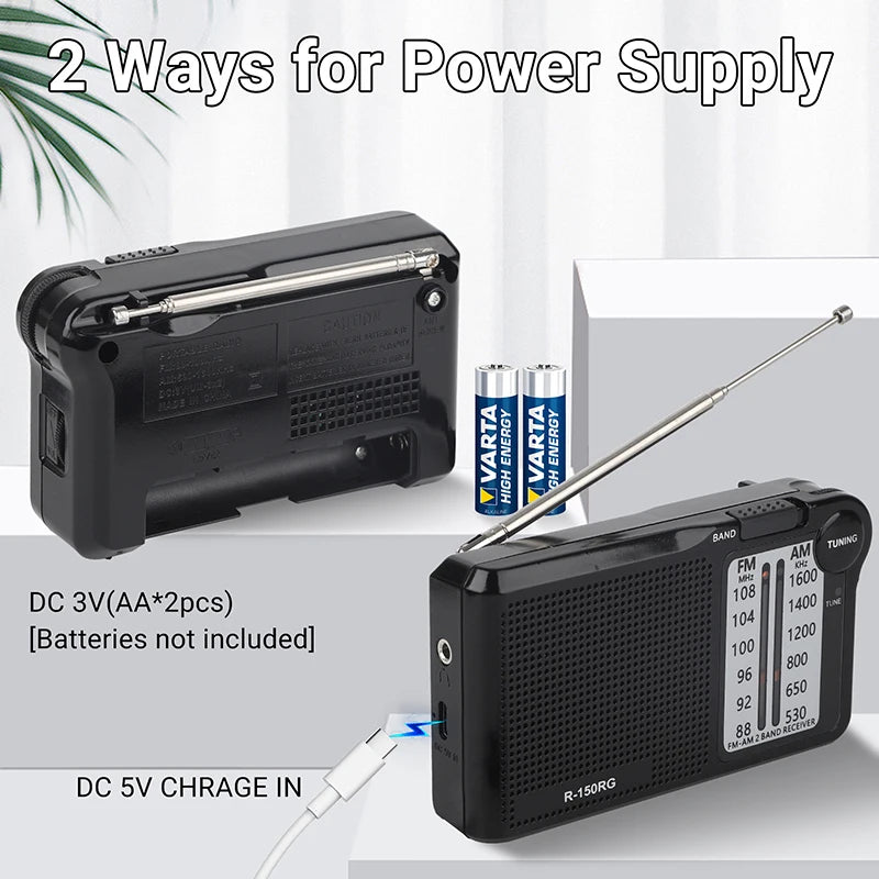 Xiaomi R-150 Portable AM FM Radio With Speaker Headphone Need Jack 2 AA Batteries For Indoor Outdoor And Emergency Use 2025