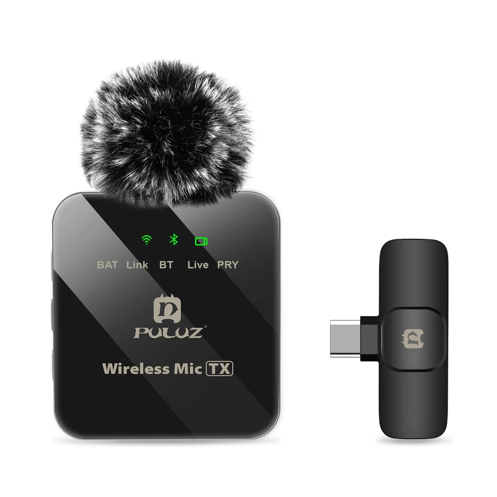 PULUZ Wireless Lavalier Microphone for iPhone iPad 8-Pin Receiver  for Type-C Phone, Type-C Receiver