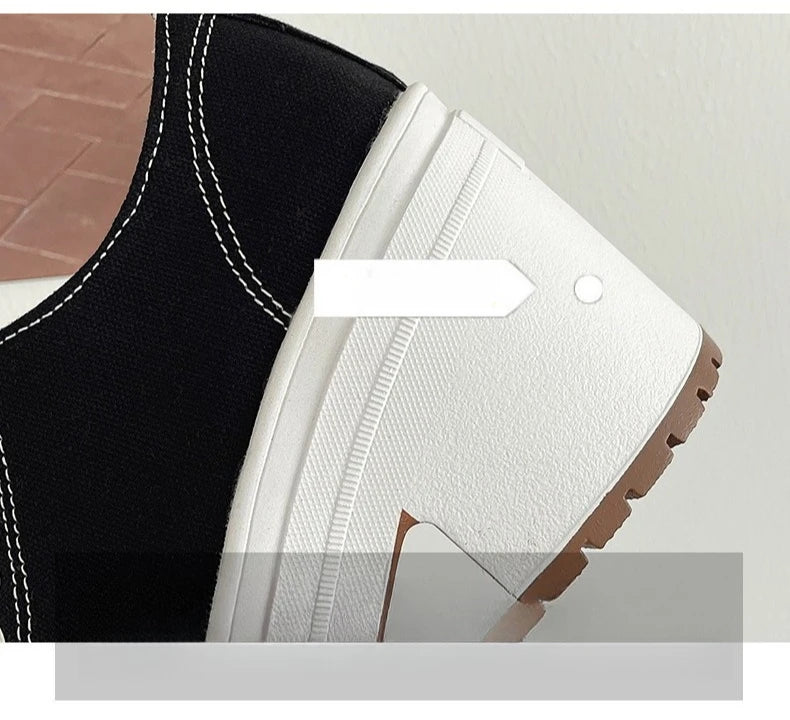 Brand Women Sneakers Fashion Lace-Up Canvas Shoes Women Platform High Heel Shoes Outdoor High Top Casual Shoes Zapatillas Mujer