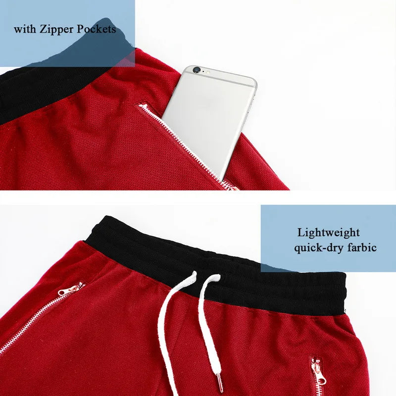 2024 Men's Mesh Shorts Quick Dry Gym Shorts Summer Sports Basketball Fitness Joggers Zipper Casual Male Short Pants Wholesale