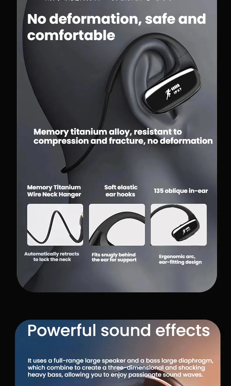 Wireless Bluetooth Sport Earphones IPX7 MP3 Player Waterproof 32GB Storage Gym Headphones for  Running Sports Cycling Hiking Gym