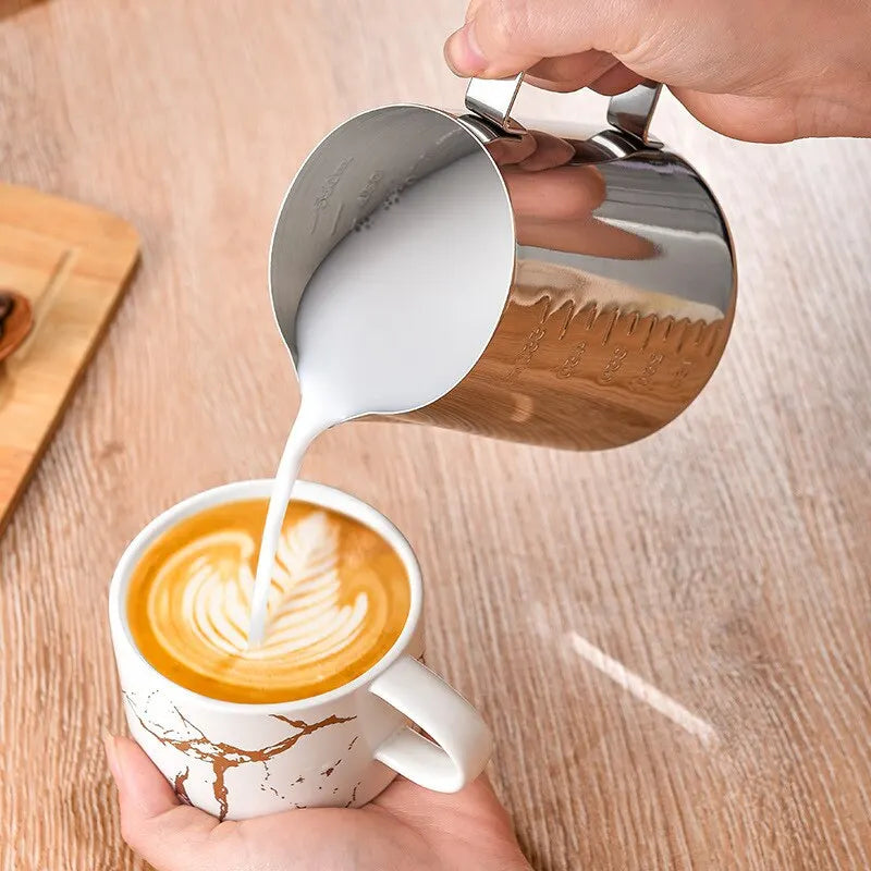 350/600/900ml Stainless Steel Milk Frother Jug With Scale Espresso Coffee Milk Frothing For Kitchen Coffee Accessories