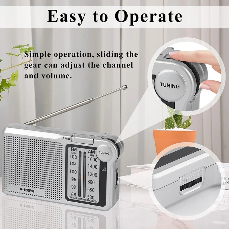 Xiaomi R-150 Portable AM FM Radio With Speaker Headphone Need Jack 2 AA Batteries For Indoor Outdoor And Emergency Use 2025