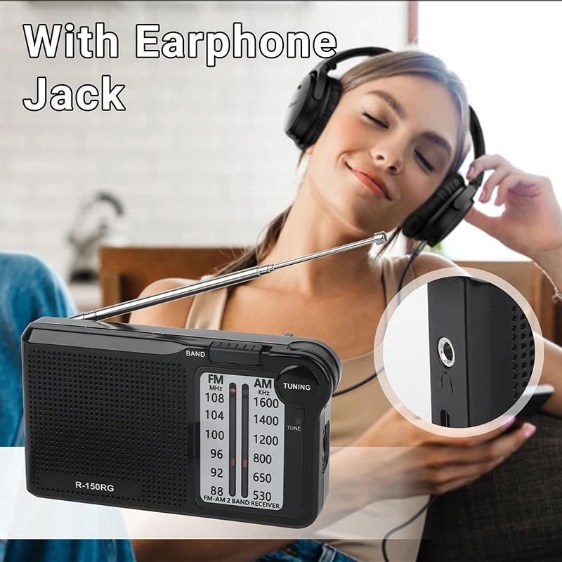 Xiaomi R-150 Portable AM FM Radio With Speaker Headphone Need Jack 2 AA Batteries For Indoor Outdoor And Emergency Use 2025