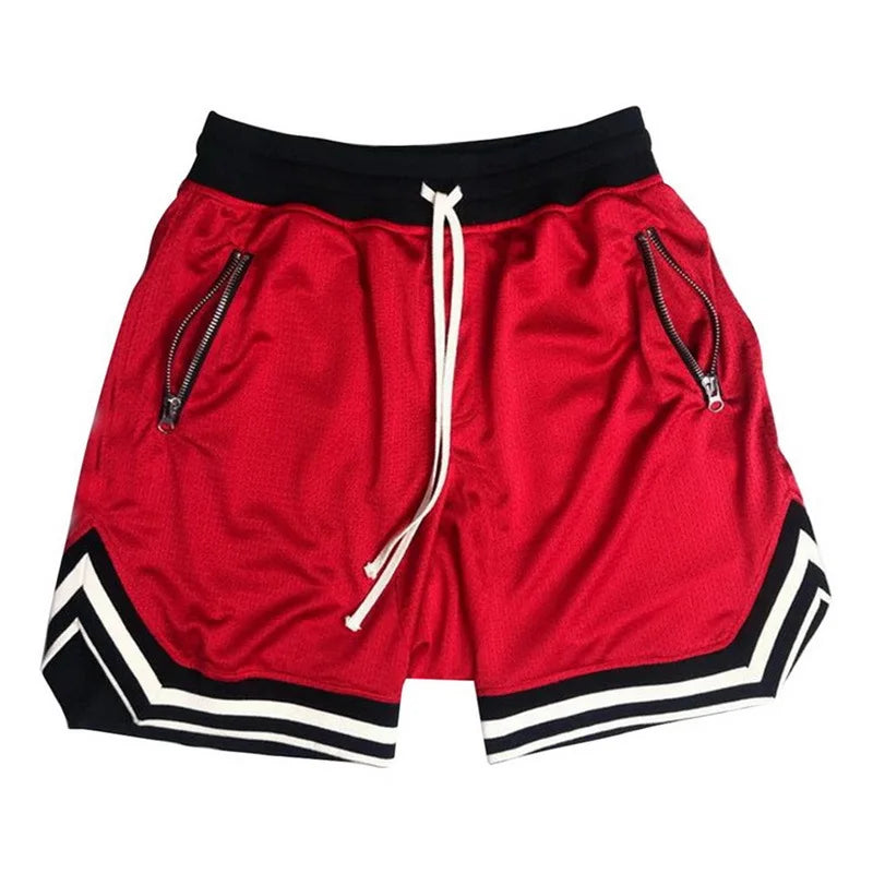 2024 Men's Mesh Shorts Quick Dry Gym Shorts Summer Sports Basketball Fitness Joggers Zipper Casual Male Short Pants Wholesale