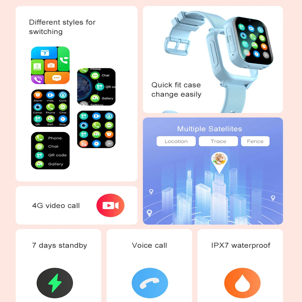 4G Smart Watch Kids GPS WIFI Video Call SOS Camera Monitor Tracker Location Phone Watch Child Smartwatch For Boys Girls Gifts
