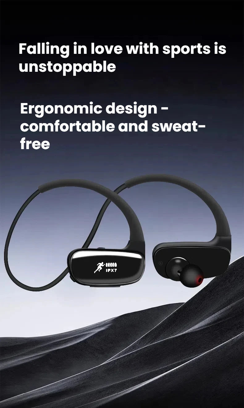 Wireless Bluetooth Sport Earphones IPX7 MP3 Player Waterproof 32GB Storage Gym Headphones for  Running Sports Cycling Hiking Gym