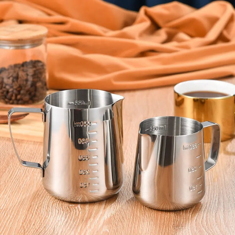 350/600/900ml Stainless Steel Milk Frother Jug With Scale Espresso Coffee Milk Frothing For Kitchen Coffee Accessories