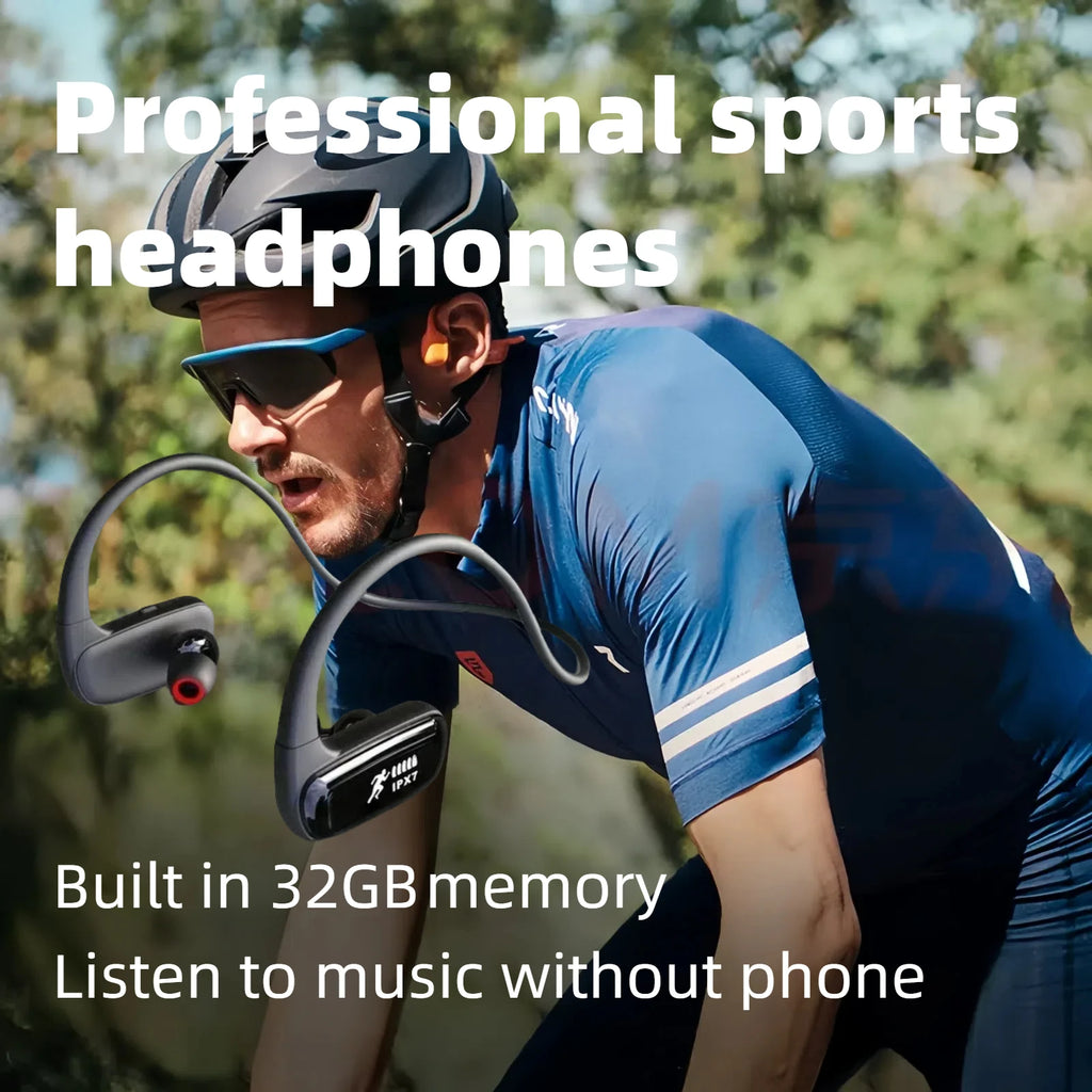 Wireless Bluetooth Sport Earphones IPX7 MP3 Player Waterproof 32GB Storage Gym Headphones for  Running Sports Cycling Hiking Gym