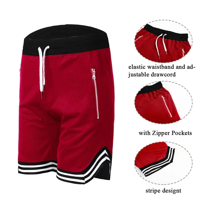 2024 Men's Mesh Shorts Quick Dry Gym Shorts Summer Sports Basketball Fitness Joggers Zipper Casual Male Short Pants Wholesale