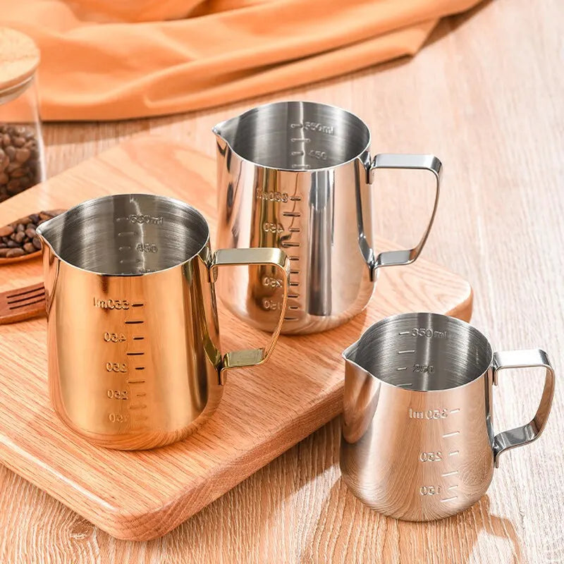 350/600/900ml Stainless Steel Milk Frother Jug With Scale Espresso Coffee Milk Frothing For Kitchen Coffee Accessories