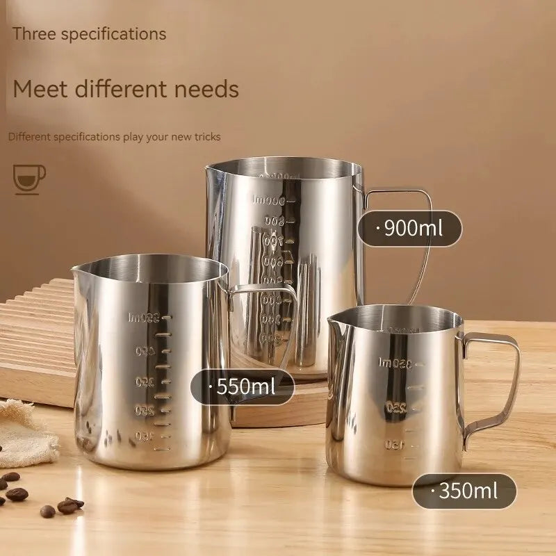 350/600/900ml Stainless Steel Milk Frother Jug With Scale Espresso Coffee Milk Frothing For Kitchen Coffee Accessories