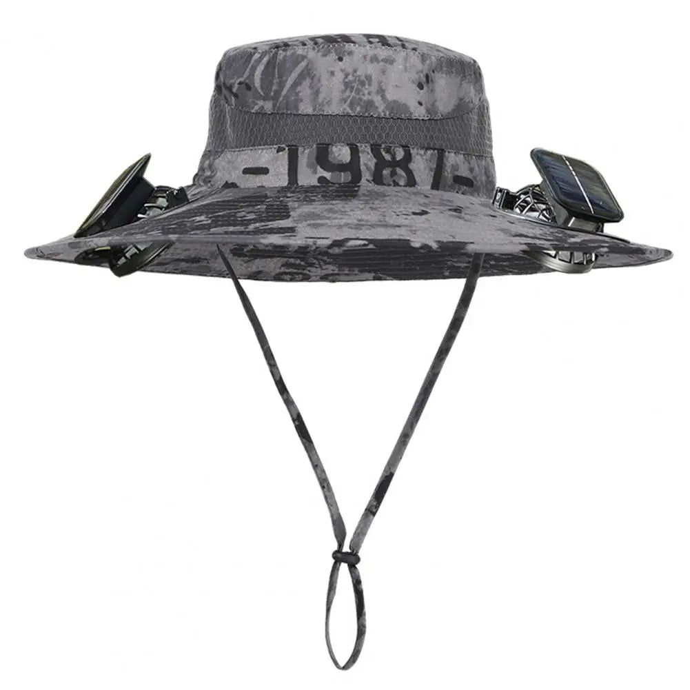 2025 New Solar Fan Hat with Wide-Brimmed Design Dual-Power Fans 800mAh Battery Outdoor Fishing Hat for Hiking Cycling Fishing