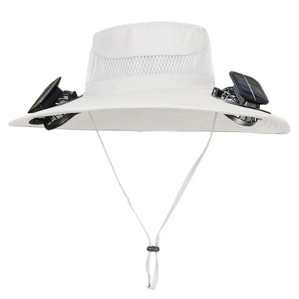 2025 New Solar Fan Hat with Wide-Brimmed Design Dual-Power Fans 800mAh Battery Outdoor Fishing Hat for Hiking Cycling Fishing