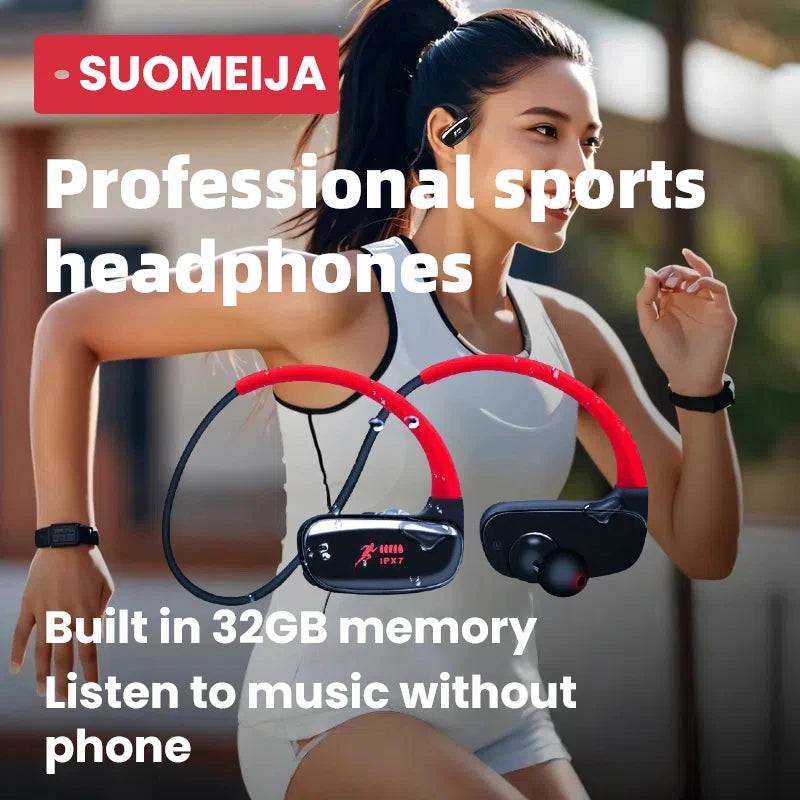 Wireless Bluetooth Sport Earphones IPX7 MP3 Player Waterproof 32GB Storage Gym Headphones for  Running Sports Cycling Hiking Gym